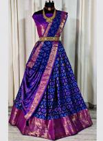 Silk Blue Festival Wear Weaving Lehenga Choli